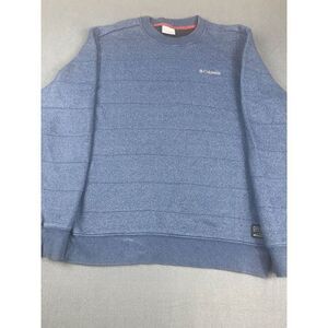Columbia Pullover Sweatshirt Men's M Blue Striped Cotton Crew Neck Long Sleeve